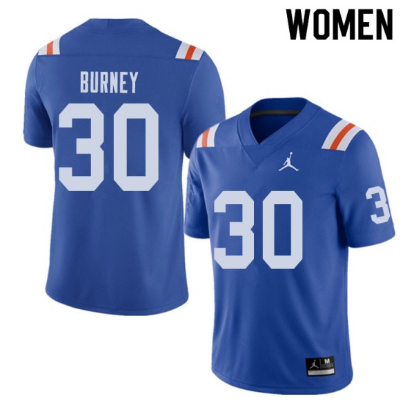 Jordan Brand Women #30 Amari Burney Florida Gators Throwback Alternate College Football Jerseys